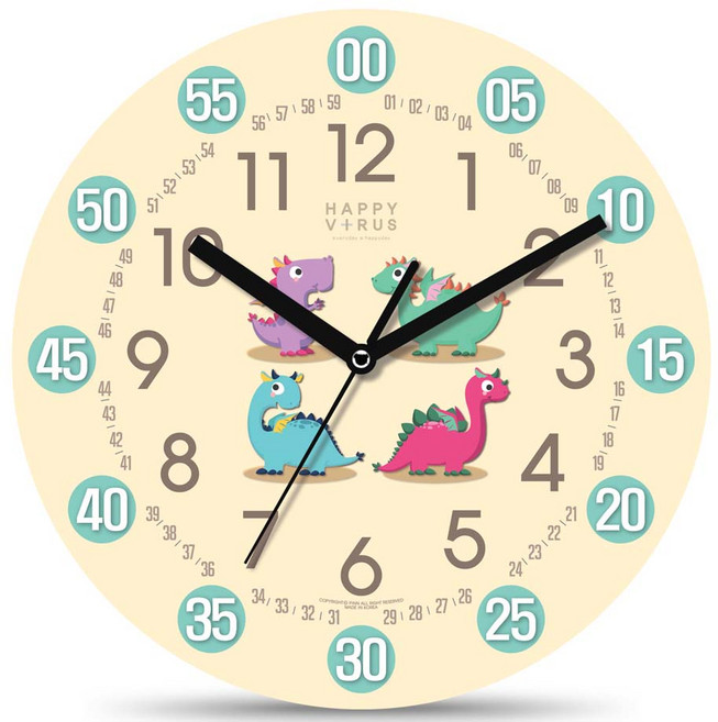 HAPPYVIRUS 저소음 오픈형 벽시계, 2159베이비드래곤
