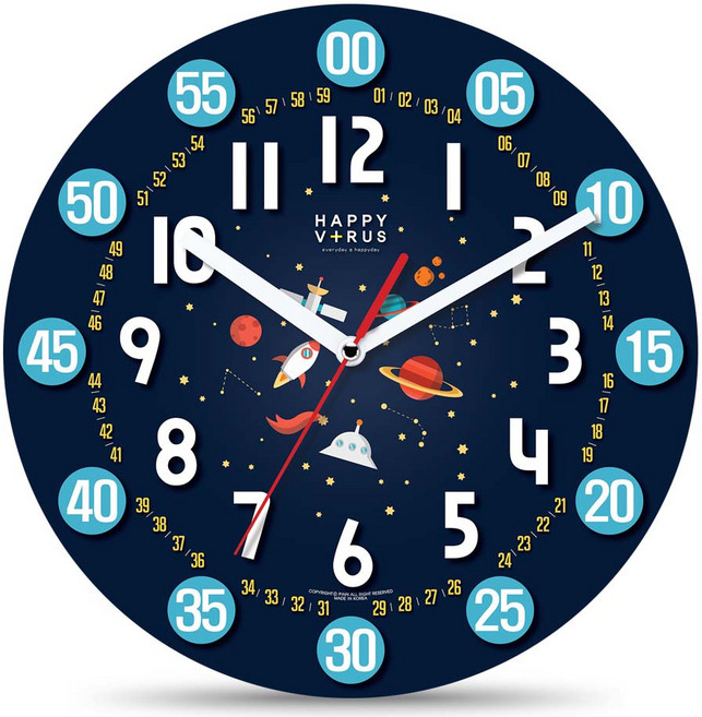 HAPPYVIRUS 어린이 교육용 벽시계, 2194우주란