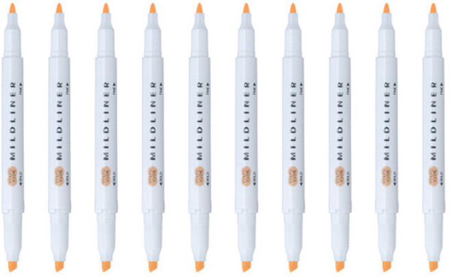 마일드라이너 소프트 라이너 형광펜, 오렌지(MOR), 10개
