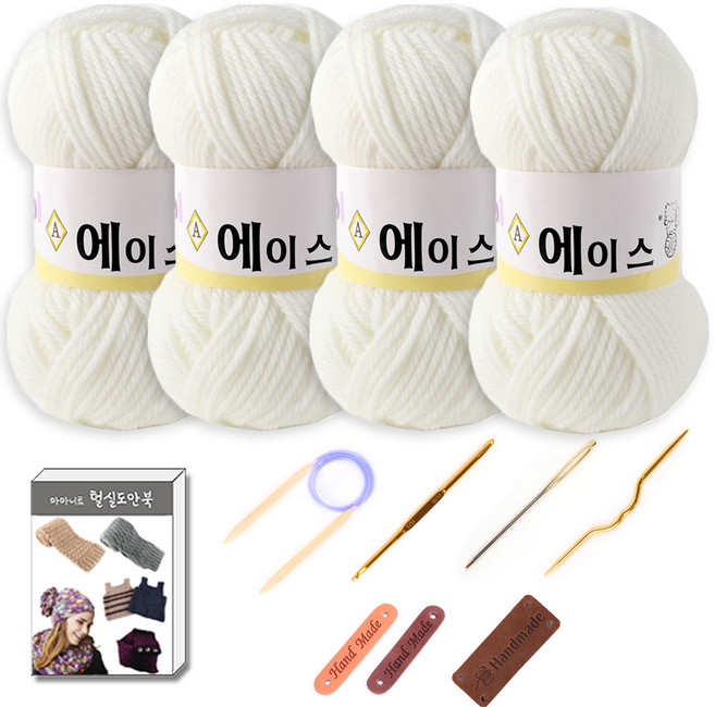 마마니트 울에이스 뜨개질 DIY 패키지, 1세트, 476아이보리