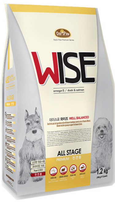 데이스포 강아지 와이즈 올스테이지 기능성 사료, 피부/피모+장건강, 1.2kg, 1개