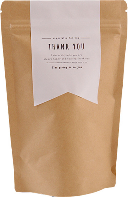 봄91 양면 크라프트 지퍼스탠드 중 20p + 화이트 땡큐 마감스티커 중 20p, 1세트