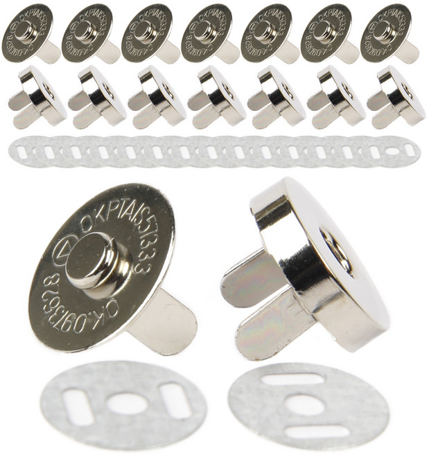 발자석 스냅단추 18mm, 은색, 8개