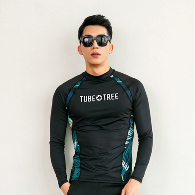 튜브트리 남성용 래쉬가드 상의 바캉스웨어 A213, 블랙
