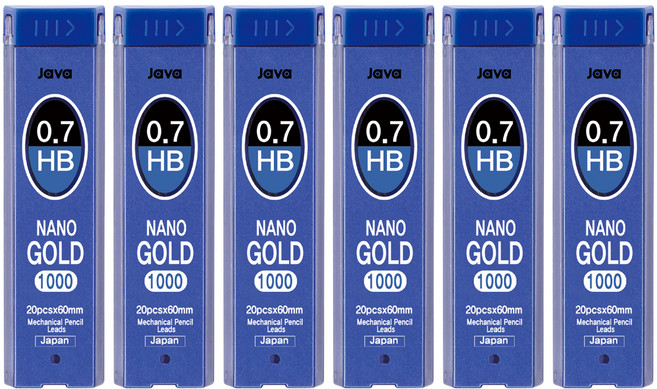 자바펜 나노골드 1000 HB 샤프심, 0.7mm, 6개