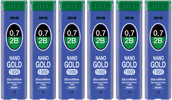 자바펜 나노골드 1000 2B 샤프심, 0.7mm, 6개