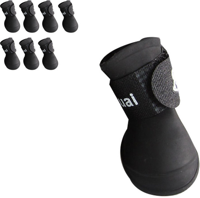 도그아이 라텍스 강아지 신발, 블랙, 8개