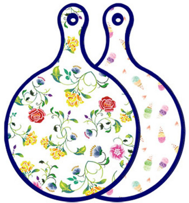 로엠디자인 블루에디션 양면 원형 서빙도마 로망슬림장미, 아이스크림, 1개