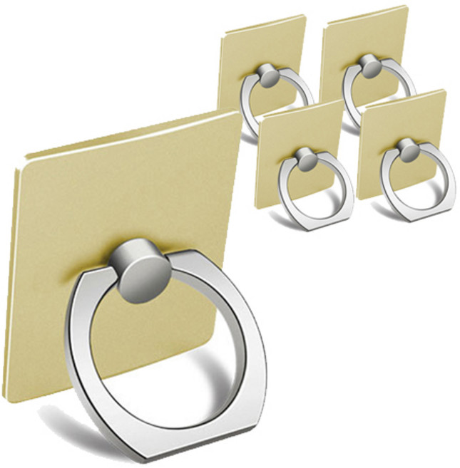 폰슈 전기종 거치대 핸드폰 스냅링, 골드, 5개