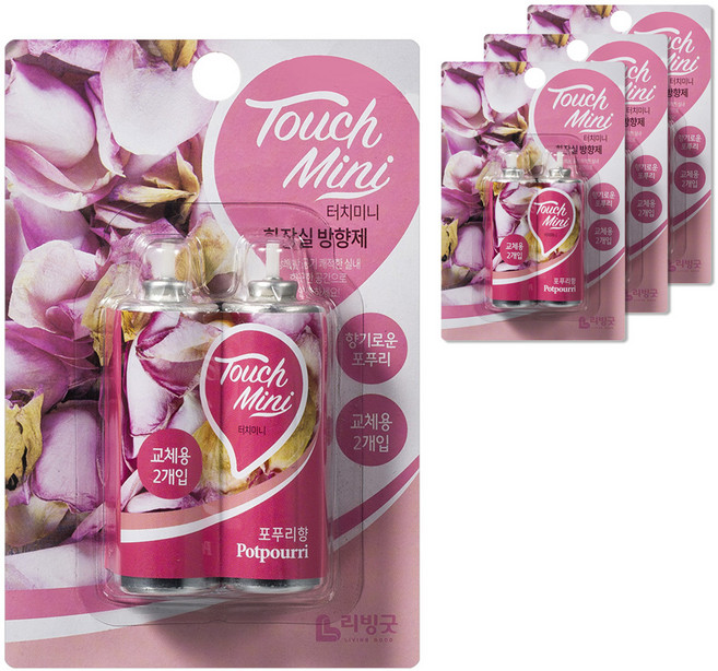 리빙굿 터치미니 화장실 방향제 향기로운 포푸리 리필, 26ml, 4개, 포프리향