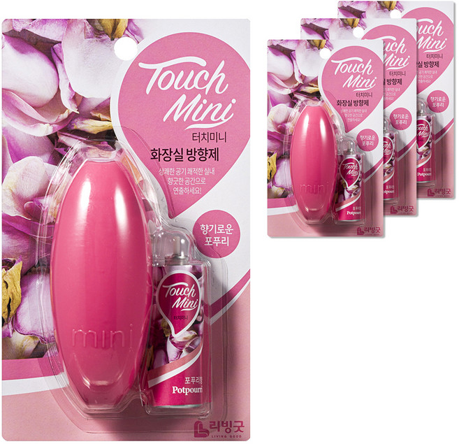 리빙굿 터치미니 화장실 방향제 포푸리향 본품, 13ml, 4개, 향기로운 포푸리