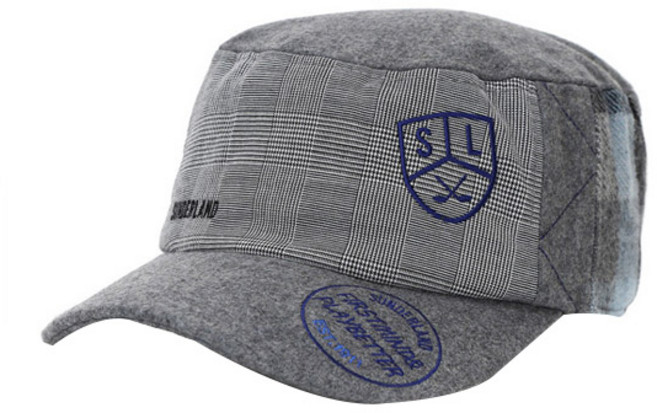 선덜랜드 남성용 자수로고 울 체크배색 군모 스타일 골프 모자, 그레이, 1개
