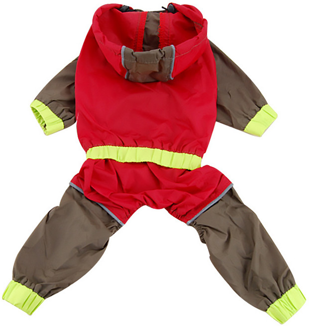 DM 알럽펫 형광라인 풀 우비, 레드, 1개