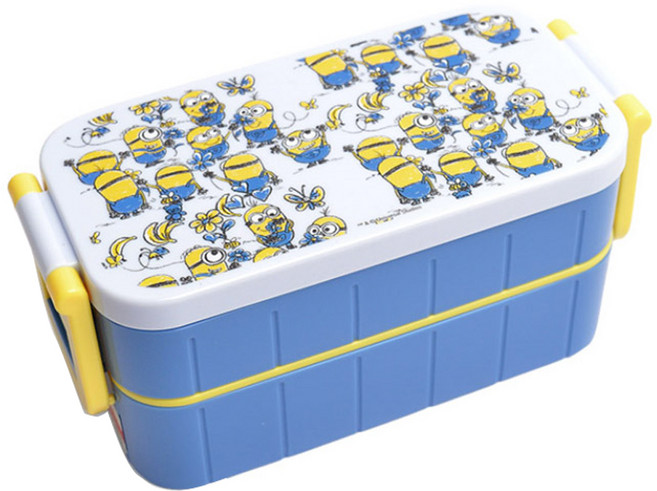 스케이터 미니언즈 스케치 사각 2단 도시락, 혼합 색상, 1개