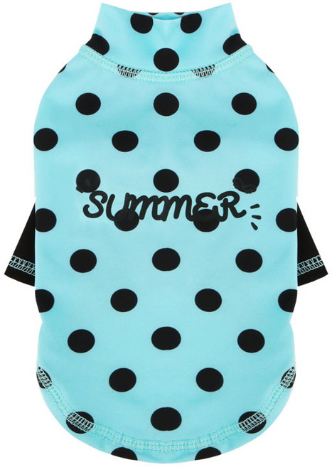 퍼피엔젤 반려동물 Summer 땡땡이 래쉬가드, 708 BLUE, 1개