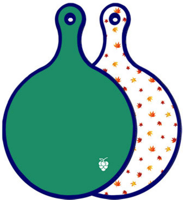 로엠디자인 블루에디션 양면 원형 서빙 도마 보드 그린, 낙엽화이트, 1개