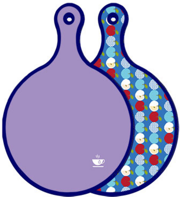 로엠디자인 블루에디션 양면 원형 서빙 도마 보드 보라, 애플벽색, 1개