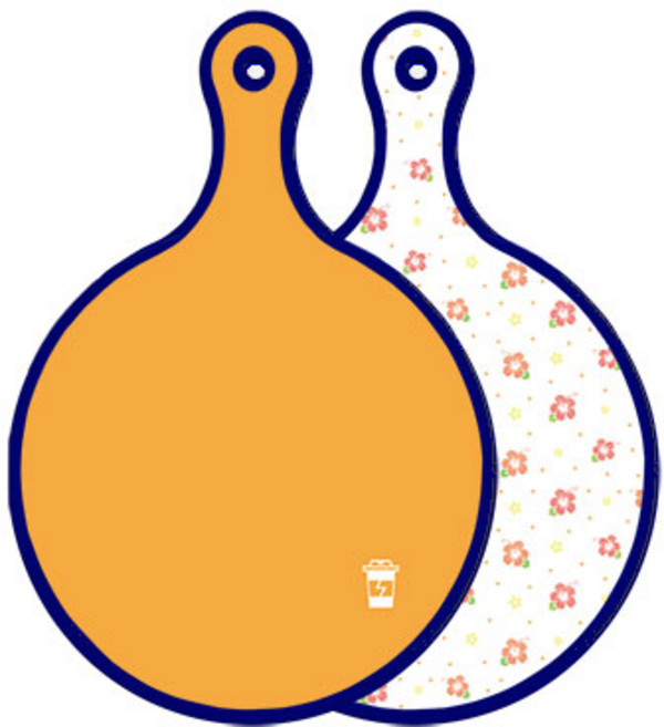 로엠디자인 블루에디션 양면 원형 서빙도마 옐로, 훈색나팔꽃화이트, 1개