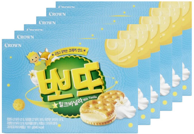 크라운 뽀또 밀크바닐라, 161g, 6개