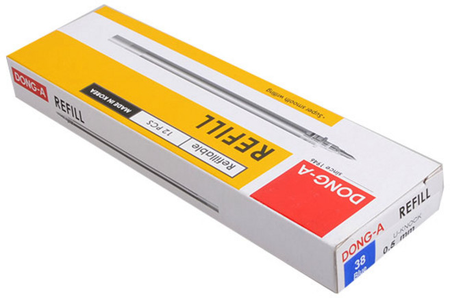 동아 U 노크 중성 리필심 0.5mm, 청색, 12개