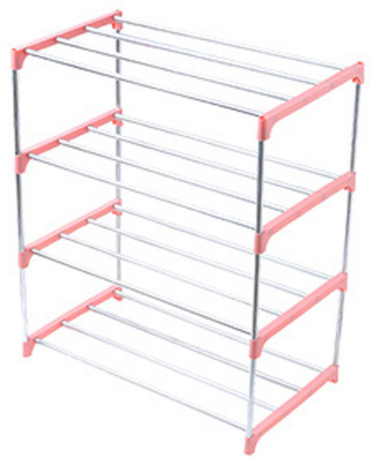 다용도 파이프 선반겸용 신발장, 핑크, 1세트