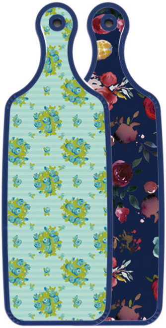 로엠디자인 블루에디션 양면 서빙 도마 블루톤플라워, 옥색넝쿨로즈, 1개