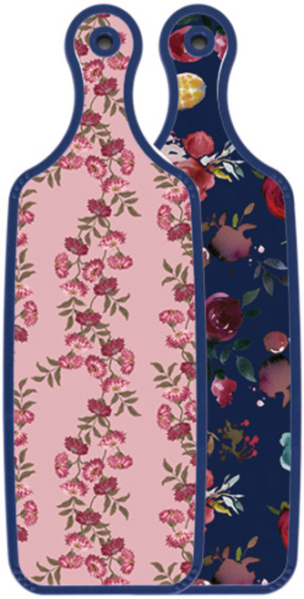 로엠디자인 블루에디션 양면 서빙 도마 블루톤플라워, 체리플라워, 1개