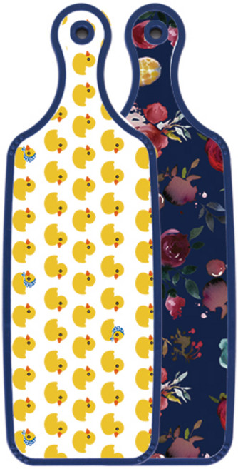 로엠디자인 블루에디션 양면 서빙 도마 블루톤플라워, 오리, 1개