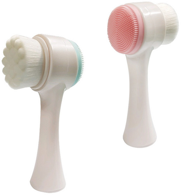 JNC 페이스 클렌징 양면 브러쉬, 블루, 핑크, 2개입