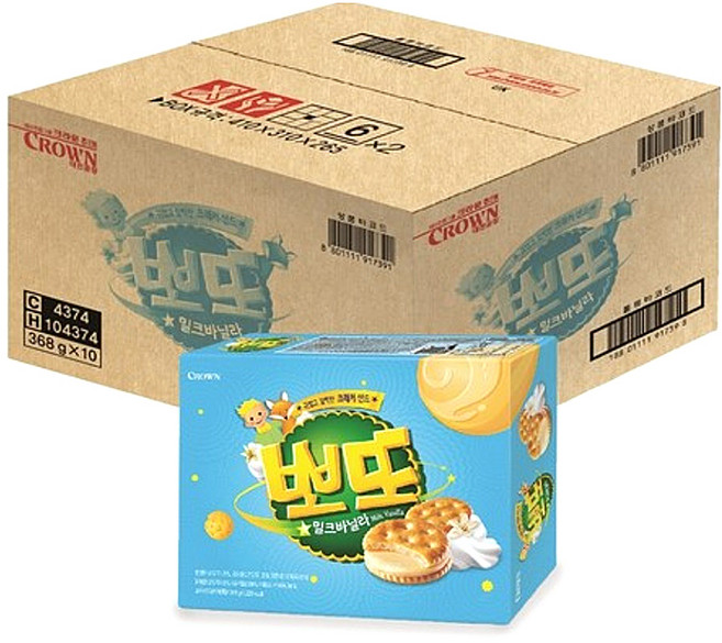 크라운 뽀또 밀크바닐라, 368g, 10개