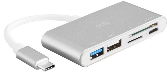 엑토 5 in 1 타입C 카드리더 겸용 허브, TC-14, 실버