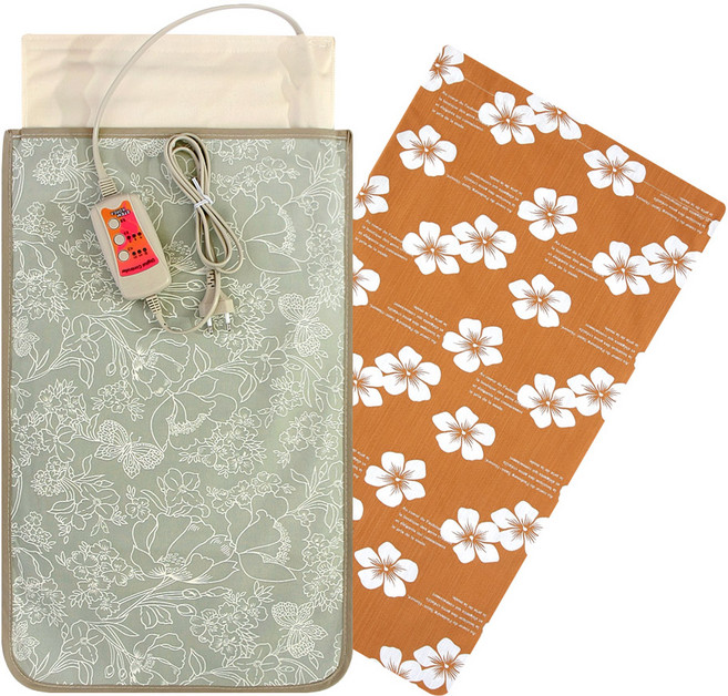 애슬라 황토 맥반석 옥 어깨 허리 복부 전기 찜질기 + 커버 브라운 세트, JTB-3560(민트 플라워)