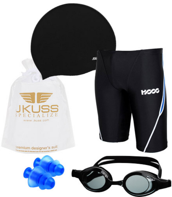 후그 남성용 5부 수영복 MLA571 + 수경 + 수모 + 귀마개 + 폴리백