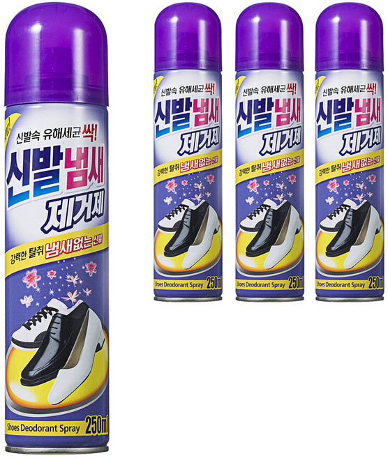 리빙굿 신발 냄새제거제 본품, 250ml, 4개