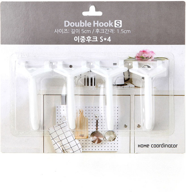 타공판닷컴 이중후크 S, 화이트, 1개