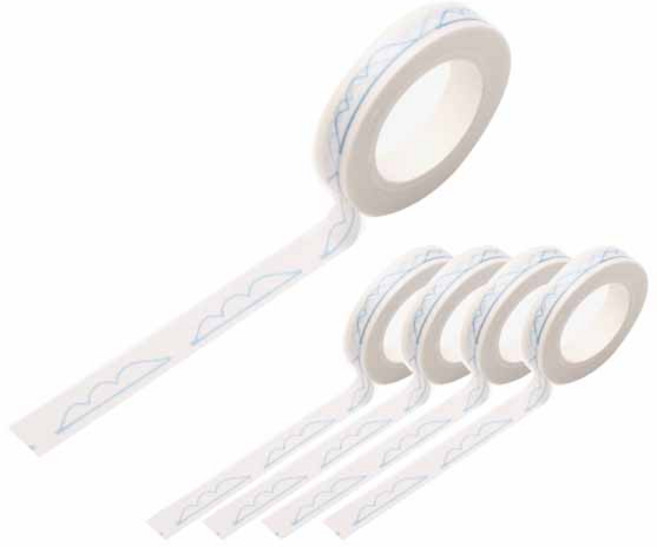 슈퍼식스 크레용 손그림 느낌 마스킹테이프 8mm x 10m, SM-85, 5개입