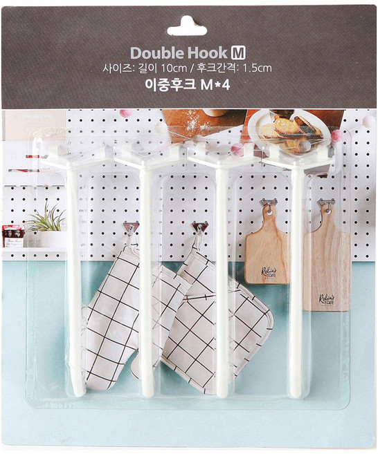타공판닷컴 이중후크 M, 화이트, 1세트