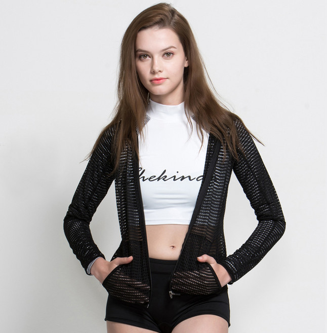 세키나 여성용 래쉬가드 긴팔집업 SRJ60102, 블랙