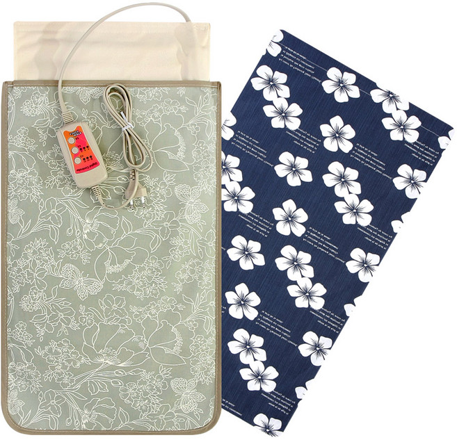 애슬라 황토 맥반석 옥 온열 찜질기 + 커버 네이비, SR-3590(민트 플라워)