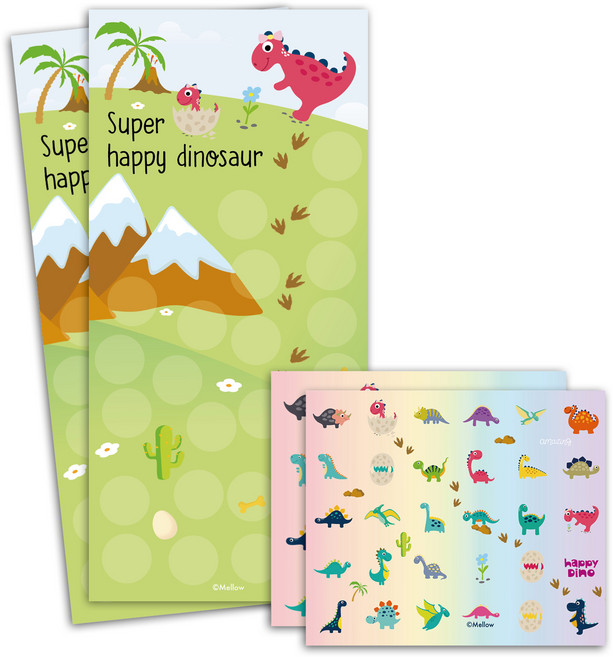 멜로우 공룡 칭찬스티커, 슈퍼 해피 다이노, 2세트