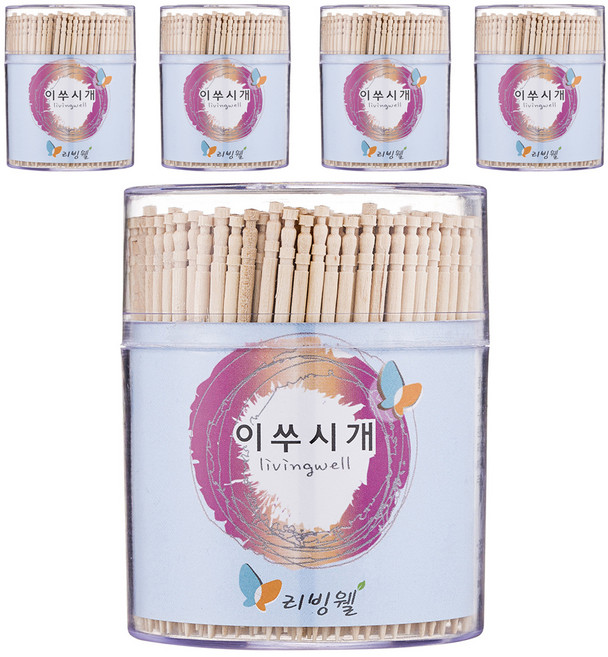 리빙웰 이쑤시개 단면 원통 대, 480개입, 5개