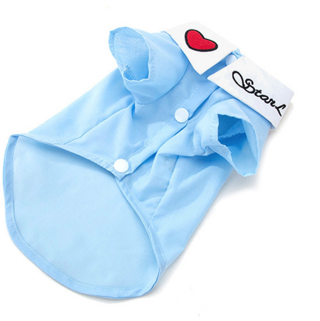 비케이 강아지용 하트포인트 눈부신 블루셔츠, 혼합 색상, 1개