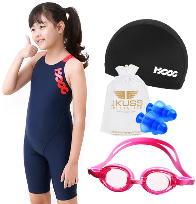 후그 여아용 Y-back 5부 수영복 세트 GLA126