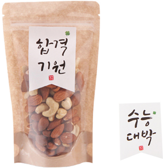 봄91 국산 지퍼스탠드 국산 크라프트 안심조그팩 10 x 17 cm 20p + BOM 국산 수능 문구 2종 플래그 스티커 20p, 1세트