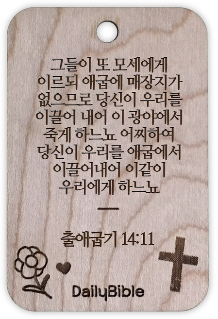 투제이 성경말씀 차량용 목걸이 Wood 출애굽기 14:11, 혼합 색상, 1개