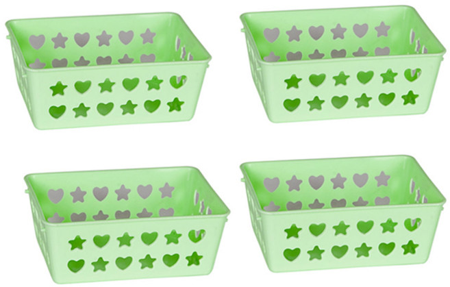 데코 하트 바구니 소, 그린, 4개