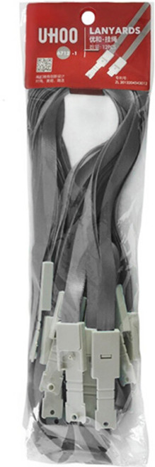 유후 클립형 목걸이 끈 6712_1, 회색, 12개입