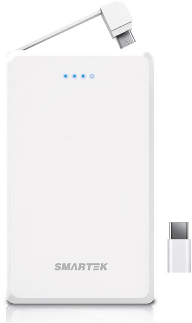 스마텍 카드형 케이블 일체형 보조배터리 마이크로 5핀 + C타입, STNB-10000