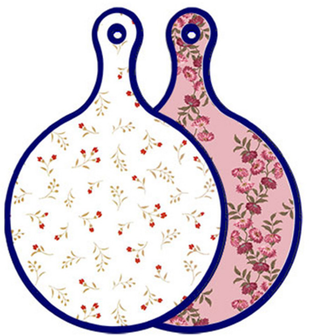 로엠디자인 블루에디션 양면 원형 서빙 도마 장단색꽃고비, 체리플라워, 1개