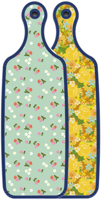 로엠디자인 블루에디션 양면 서빙 도마 노란장미넝쿨, 비색체리, 1개